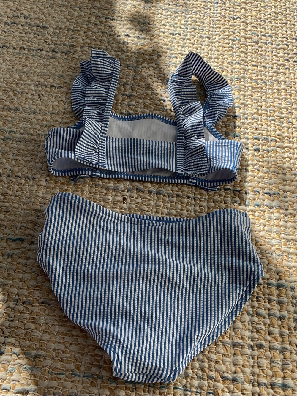 Cat & Jack Navy and White Striped Girls' Two-Piece Swimsuit - Picture 2 of 3
